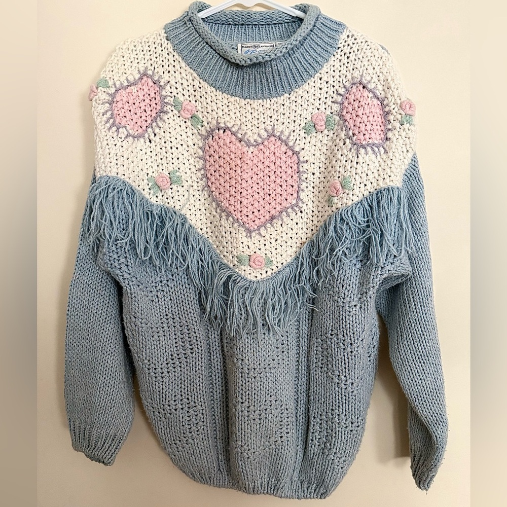 💥SOLD💥🩵🤍 Blue and White Heart Pattern Sweater 🩵🤍